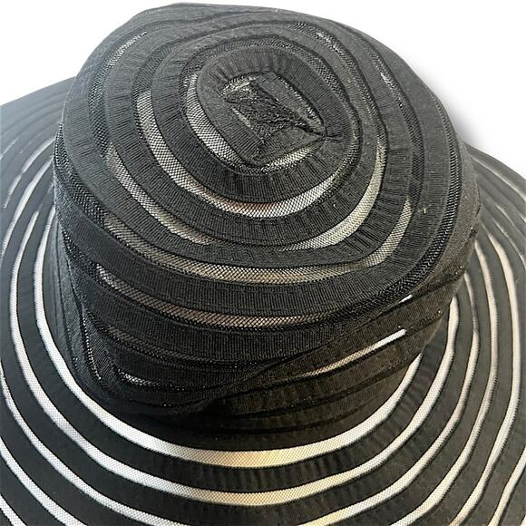 Black Sheer FAUX STRAW SUN HAT SZ ONE SIZE - Picture 5 of 9